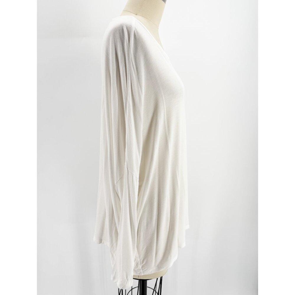 MAJESTIC FILATURES ASYMMETRICAL HEMLINE LONG SLEEVE TEE 3/M white - Picture 2 of 7